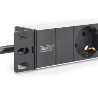 Digitus 1U Aluminium PDU, 254 mm (10 ") Rackmontage 3x Sicherheitsstift, 16A, 4000W, 250VAC 50/60 Hz