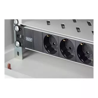 Digitus 1U Aluminium PDU, 254 mm (10 ") Rackmontage 3x Sicherheitsstift, 16A, 4000W, 250VAC 50/60 Hz