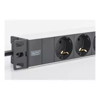Digitus 1U Aluminium PDU, 254 mm (10 ") Rackmontage 3x Sicherheitsstift, 16A, 4000W, 250VAC 50/60 Hz