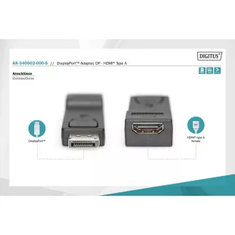 Digitus DisplayPort Adapter, Displayport Stecker -> HDMI A Buchse