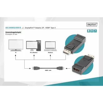 Digitus DisplayPort Adapter, Displayport Stecker -> HDMI A Buchse