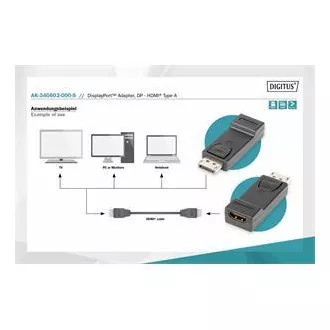 Digitus DisplayPort Adapter, Displayport Stecker -> HDMI A Buchse