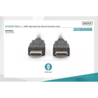 Digitus HDMI High Speed Anschlusskabel, Typ A M/M, 2,0 m, Ultra HD 60p, gold, bl Digitus HDMI High Speed Anschlusskabel, Typ A M/M, 2,0 m, Ultra HD 60p, gold, bl