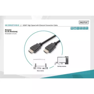 Digitus HDMI High Speed Anschlusskabel, Typ A M/M, 3,0 m, Ultra HD 60p, gold, bl Digitus HDMI High Speed Anschlusskabel, Typ A M/M, 3,0 m, Ultra HD 60p, gold, bl