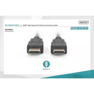 Digitus HDMI High Speed Anschlusskabel, Typ A M/M, 3,0 m, Ultra HD 60p, gold, bl Digitus HDMI High Speed Anschlusskabel, Typ A M/M, 3,0 m, Ultra HD 60p, gold, bl