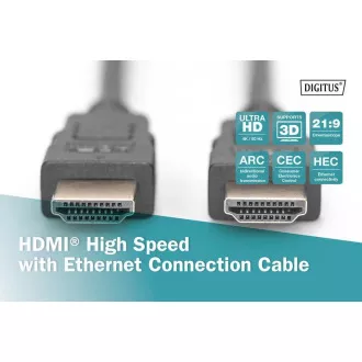Digitus HDMI High Speed Anschlusskabel, Typ A M/M, 3,0 m, Ultra HD 60p, gold, bl Digitus HDMI High Speed Anschlusskabel, Typ A M/M, 3,0 m, Ultra HD 60p, gold, bl
