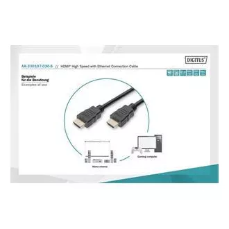Digitus HDMI High Speed Anschlusskabel, Typ A M/M, 3,0 m, Ultra HD 60p, gold, bl Digitus HDMI High Speed Anschlusskabel, Typ A M/M, 3,0 m, Ultra HD 60p, gold, bl