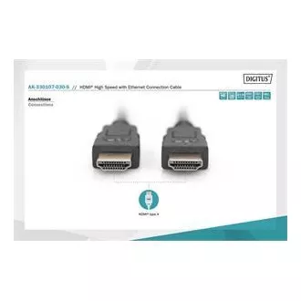 Digitus HDMI High Speed Anschlusskabel, Typ A M/M, 3,0 m, Ultra HD 60p, gold, bl Digitus HDMI High Speed Anschlusskabel, Typ A M/M, 3,0 m, Ultra HD 60p, gold, bl