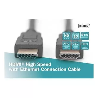 Digitus HDMI High Speed Anschlusskabel, Typ A M/M, 3,0 m, Ultra HD 60p, gold, bl Digitus HDMI High Speed Anschlusskabel, Typ A M/M, 3,0 m, Ultra HD 60p, gold, bl