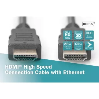 Digitus HDMI High Speed Ethernet Anschlusskabel, 2x geschirmt, 3m Digitus HDMI High Speed Ethernet Anschlusskabel, 2x geschirmt, 3m