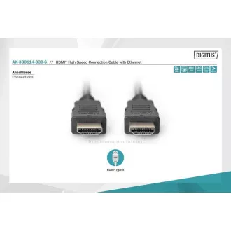 Digitus HDMI High Speed Ethernet Anschlusskabel, 2x geschirmt, 3m Digitus HDMI High Speed Ethernet Anschlusskabel, 2x geschirmt, 3m
