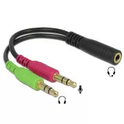 Delock-Adapter Stereo-Klinkenbuchse 3,5 mm 4-polig > 2 x Stereo-Klinkenbuchse 3,5 mm 3-polig