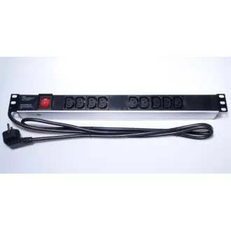 PremiumCord Power Panel für 19"-Rack 1U, 9xIEC (C13), 2m Kabel, Schalter