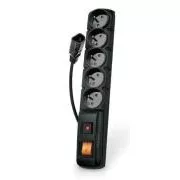 Acar F5 IEC 1,5m Kabel, 5 Steckdosen, Überspannungsschutz, C14 für USV, schwarz