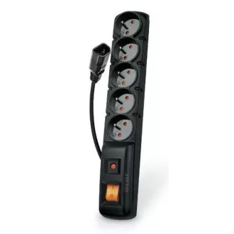 Acar F5 IEC 3m Kabel, 5 Steckdosen, Überspannungsschutz, C14 für USV, schwarz