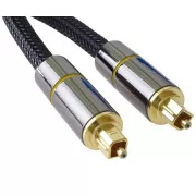 PremiumCord Optisches Audiokabel Toslink, OD:7mm, Gold-Metall-Design   Nylon 0,5m