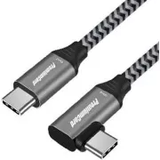PremiumCord USB-C gebogenes Kabel ( USB 3.2 GEN 2x2, 5A, 100W, 20Gbit/s ) 0.5m Aluminium Steckerkappen, Baumwollgeflecht