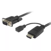 PremiumCord HDMI zu VGA Kabel Konverter mit Micro USB Stromanschluss 2m