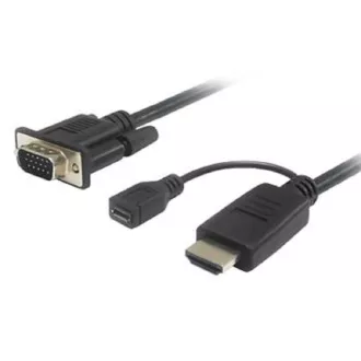 PremiumCord HDMI zu VGA Kabel Konverter mit Micro USB Stromanschluss 2m