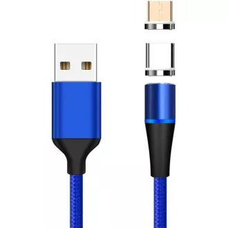 PremiumCord Magnetic micro USB und USB-C Lade- und Datenkabel 1m, blau