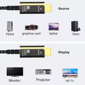 PremiumCord Ultra High Speed HDMI 2.1 Glasfaserkabel 8K@60Hz, vergoldet 5m