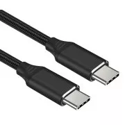 PremiumCord Kabel USB-C M/M, 240W 480Mbps schwarzes Baumwollgeflecht, 1,5m