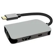 PremiumCord USB-C auf HDMI   RJ45   PD Adapter, Aluminiumgehäuse