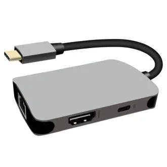 PremiumCord USB-C auf HDMI RJ45 PD Adapter, Aluminiumgehäuse PremiumCord USB-C auf HDMI RJ45 PD Adapter, Aluminiumgehäuse
