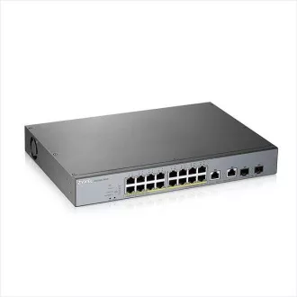 Zyxel GS1350-18HP, 18 Port verwalteter CCTV PoE-Switch, große Reichweite, 250 W (1 Jahr NCC Pro Pack-Lizenz im Lieferumfang enthalten)