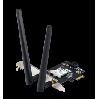 ASUS PCE-AXE5400, WiFi 6E PCI-E Adapter mit 2 externen Antennen. Unterstützung für 6 GHz, 160 MHz, Bluetooth 5.2
