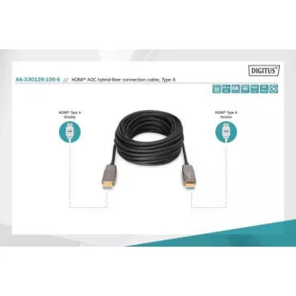 Digitus HDMI AOC hybrid optisches Kabel, Typ A M/M, 10m, UHD 8K@60Hz, CE, gold, bl Digitus HDMI AOC hybrid optisches Kabel, Typ A M/M, 10m, UHD 8K@60Hz, CE, gold, bl