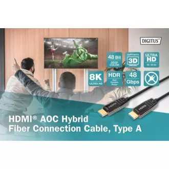 Digitus HDMI AOC hybrid optisches Kabel, Typ A M/M, 10m, UHD 8K@60Hz, CE, gold, bl Digitus HDMI AOC hybrid optisches Kabel, Typ A M/M, 10m, UHD 8K@60Hz, CE, gold, bl