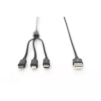 USB-Ladekabel, 3 in 1, USB A - Lightning micro B Type-C 1m, Kabel, Baumwolle, CE, bl USB-Ladekabel, 3 in 1, USB A - Lightning micro B Type-C 1m, Kabel, Baumwolle, CE, bl