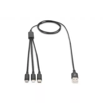 USB-Ladekabel, 3 in 1, USB A - Lightning micro B Type-C 1m, Kabel, Baumwolle, CE, bl USB-Ladekabel, 3 in 1, USB A - Lightning micro B Type-C 1m, Kabel, Baumwolle, CE, bl