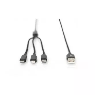 USB-Ladekabel, 3 in 1, USB A - Lightning micro B Type-C 1m, Kabel, Baumwolle, CE, bl USB-Ladekabel, 3 in 1, USB A - Lightning micro B Type-C 1m, Kabel, Baumwolle, CE, bl