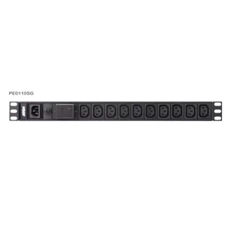 Aten PE0110S Basic 1U PDU mit Überspannungsschutz 10A Eingang C14 Ausgang 10x C13