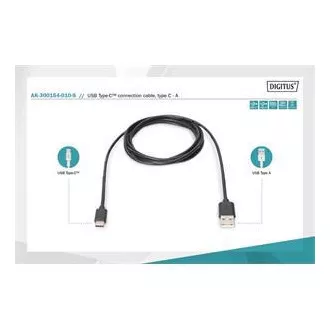 Digitus USB C auf A Anschlusskabel 1,0 m, 3A, 480 MB, Version 2.0 Digitus USB C auf A Anschlusskabel 1,0 m, 3A, 480 MB, Version 2.0