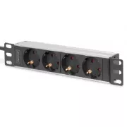 DIGITUS 10"-Schubladenleiste mit Aluminiumprofil, 4-fach Sicherheitssteckdosen
