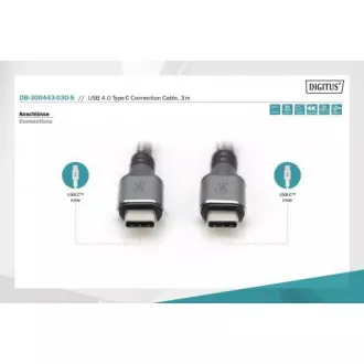 DIGITUS Anschlusskabel USB 4, TypC auf TypC, AL-Gehäuse PP-Geflecht 4K@60Hz, PD3.0, 20Gbits/s, 3m, bl. DIGITUS Anschlusskabel USB 4, TypC auf TypC, AL-Gehäuse PP-Geflecht 4K@60Hz, PD3.0, 20Gbits/s, 3m, bl.