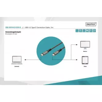 DIGITUS Anschlusskabel USB 4, TypC auf TypC, AL-Gehäuse PP-Geflecht 4K@60Hz, PD3.0, 20Gbits/s, 3m, bl. DIGITUS Anschlusskabel USB 4, TypC auf TypC, AL-Gehäuse PP-Geflecht 4K@60Hz, PD3.0, 20Gbits/s, 3m, bl.