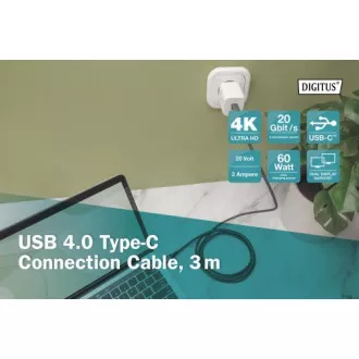 DIGITUS Anschlusskabel USB 4, TypC auf TypC, AL-Gehäuse PP-Geflecht 4K@60Hz, PD3.0, 20Gbits/s, 3m, bl. DIGITUS Anschlusskabel USB 4, TypC auf TypC, AL-Gehäuse PP-Geflecht 4K@60Hz, PD3.0, 20Gbits/s, 3m, bl.