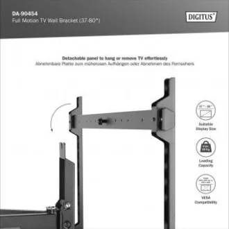 DIGITUS Vollbewegliche TV-Wandhalterung 37-80", max. 60 kg Belastung, VESA: 200x100, 200x200, 300x200, 400x200, 300x300, 400x300 DIGITUS Vollbewegliche TV-Wandhalterung 37-80", max. 60 kg Belastung, VESA: 200x100, 200x200, 300x200, 400x200, 300x300, 400x300