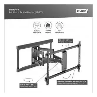 DIGITUS Vollbewegliche TV-Wandhalterung 37-80", max. 60 kg Belastung, VESA: 200x100, 200x200, 300x200, 400x200, 300x300, 400x300 DIGITUS Vollbewegliche TV-Wandhalterung 37-80", max. 60 kg Belastung, VESA: 200x100, 200x200, 300x200, 400x200, 300x300, 400x300