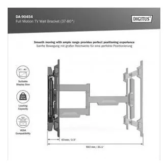 DIGITUS Vollbewegliche TV-Wandhalterung 37-80", max. 60 kg Belastung, VESA: 200x100, 200x200, 300x200, 400x200, 300x300, 400x300 DIGITUS Vollbewegliche TV-Wandhalterung 37-80", max. 60 kg Belastung, VESA: 200x100, 200x200, 300x200, 400x200, 300x300, 400x300