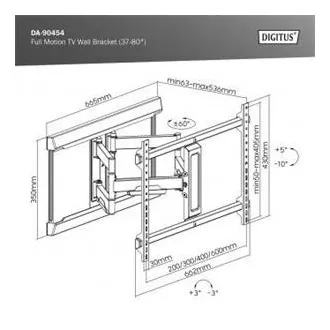 DIGITUS Vollbewegliche TV-Wandhalterung 37-80", max. 60 kg Belastung, VESA: 200x100, 200x200, 300x200, 400x200, 300x300, 400x300 DIGITUS Vollbewegliche TV-Wandhalterung 37-80", max. 60 kg Belastung, VESA: 200x100, 200x200, 300x200, 400x200, 300x300, 400x300