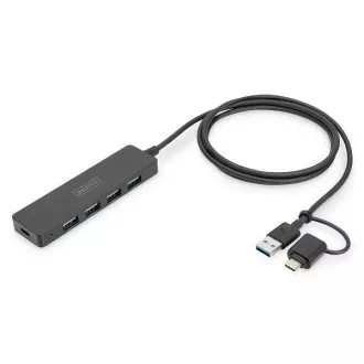Digitus USB 3.0 Hub 4-Port, Slim Line, 1,2m Kabel