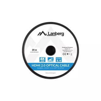 LANBERG Aktives Optisches Kabel High Speed mit Ethernet 2.0, 4K@60Hz, M/M, Länge 20m, schwarz, vergoldete Stecker LANBERG Aktives Optisches Kabel High Speed mit Ethernet 2.0, 4K@60Hz, M/M, Länge 20m, schwarz, vergoldete Stecker