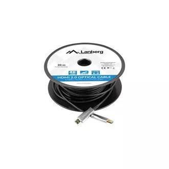 LANBERG Aktives Optisches Kabel High Speed mit Ethernet 2.0, 4K@60Hz, M/M, Länge 20m, schwarz, vergoldete Stecker LANBERG Aktives Optisches Kabel High Speed mit Ethernet 2.0, 4K@60Hz, M/M, Länge 20m, schwarz, vergoldete Stecker