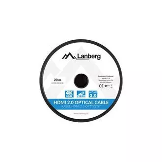 LANBERG Aktives Optisches Kabel High Speed mit Ethernet 2.0, 4K@60Hz, M/M, Länge 20m, schwarz, vergoldete Stecker LANBERG Aktives Optisches Kabel High Speed mit Ethernet 2.0, 4K@60Hz, M/M, Länge 20m, schwarz, vergoldete Stecker