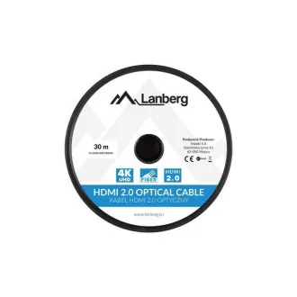 LANBERG Aktives Optisches Kabel High Speed mit Ethernet 2.0, 4K@60Hz, M/M, Länge 30m, schwarz, vergoldete Stecker